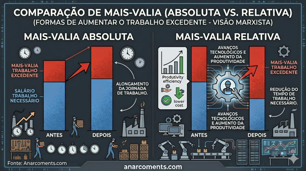 O que é mais valia relativa e absoluta