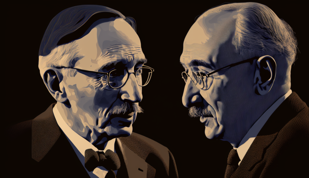 Keynes e Hayek protagonizaram um dos maiores debates econômicos do século XX sobre ciclos econômicos, economia monetária e, claro, reserva fracionária.